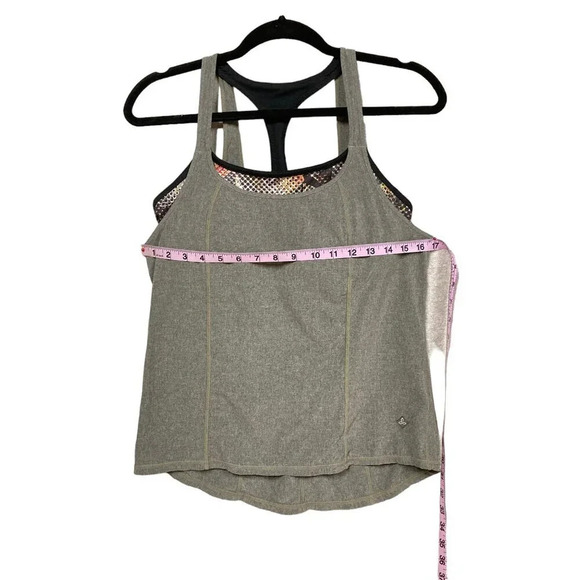 Prana‎ Sway Overlay Tank, Size Small, Gray with Patterned Bra Underneath, Yoga - Picture 8 of 11
